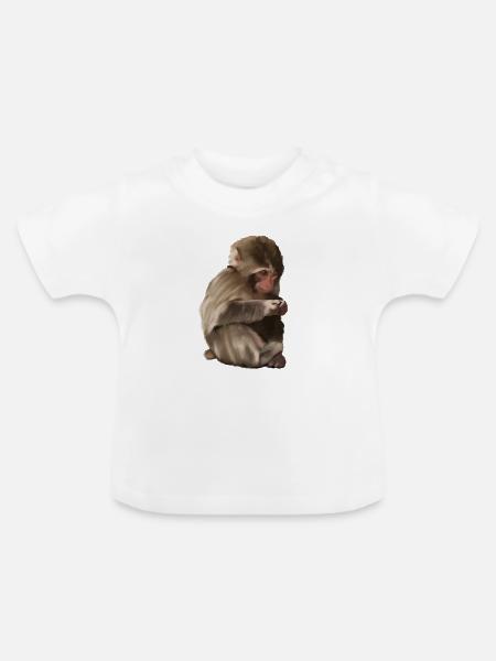 Punch - das einsame Äffchen - Baby Bio-T-Shirt mit Rundhals - Weiß