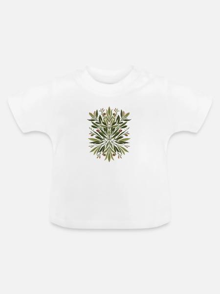 Blätter Mandala Grün - Baby Bio-T-Shirt mit Rundhals - Weiß