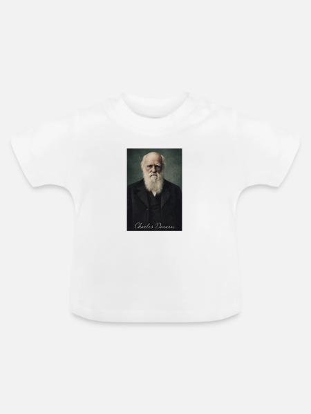 Charles Darwin Porträt - Baby Bio-T-Shirt mit Rundhals - Weiß