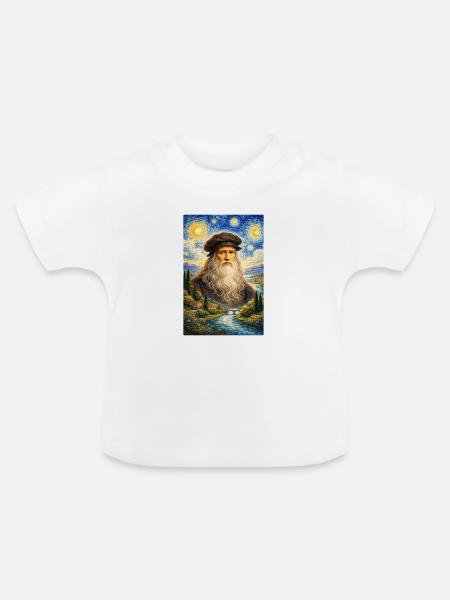 Leonardo da Vinci Sternennacht - Baby Bio-T-Shirt mit Rundhals - Weiß