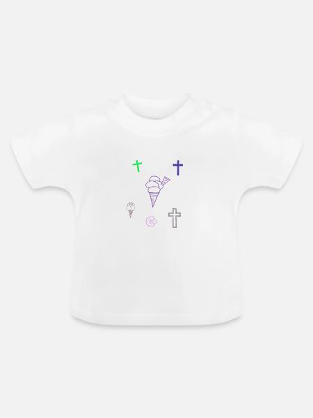 Eis Kreuz Kinder Eiskrem - Baby Bio-T-Shirt mit Rundhals - Weiß