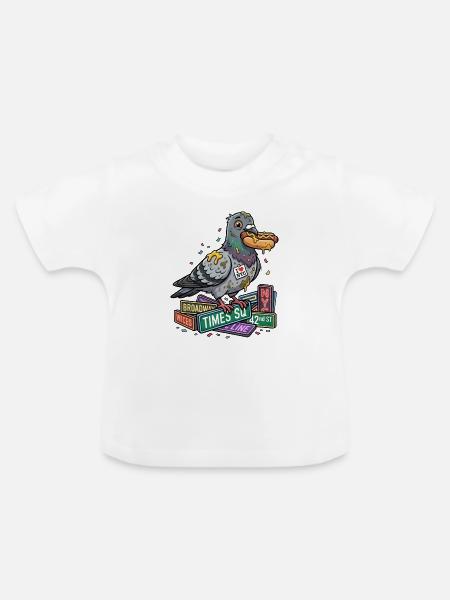Schlaue Taube auf Bücherstapel - Baby Bio-T-Shirt mit Rundhals - Weiß