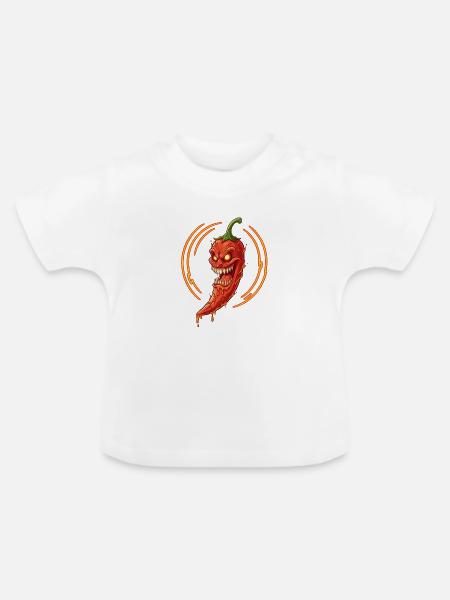Inferno Chili Dämon - Baby Bio-T-Shirt mit Rundhals - Weiß