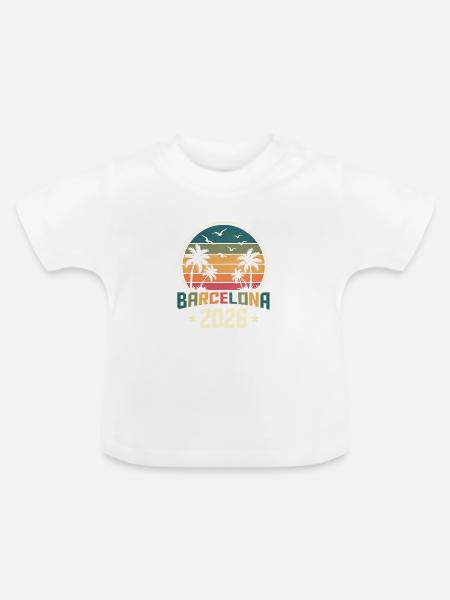 Barcelona 2026 - Baby Bio-T-Shirt mit Rundhals - Weiß