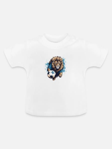Löwe Fussball Team - Baby Bio-T-Shirt mit Rundhals - Weiß