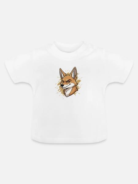 Schlauer Fuchs Cartoon - Baby Bio-T-Shirt mit Rundhals - Weiß
