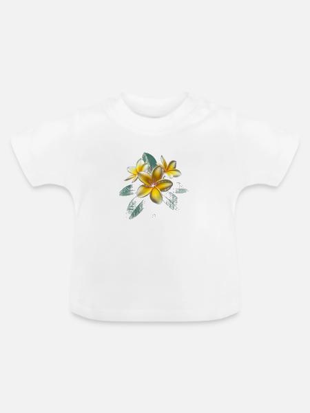 Plumeria-Blume - Baby Bio-T-Shirt mit Rundhals - Weiß