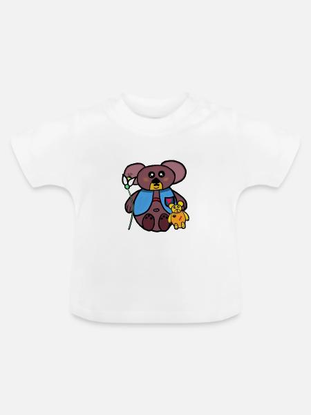 Teddy Teddybären Kinder Kind Bär - Baby Bio-T-Shirt mit Rundhals - Weiß