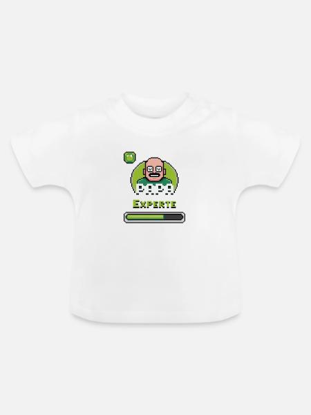 Papa Gaming Experte Level Design - Baby Bio-T-Shirt mit Rundhals - Weiß