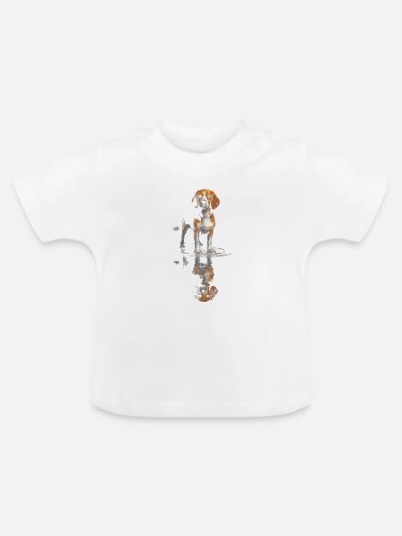 Beagle am Wasserspiegel - Baby Bio-T-Shirt mit Rundhals - Weiß