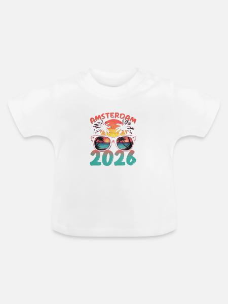 Amsterdam 2026 - Baby Bio-T-Shirt mit Rundhals - Weiß