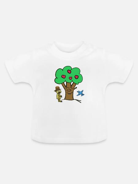 Apfelbaum Baum Teddybär Sommer Kind - Baby Bio-T-Shirt mit Rundhals - Weiß