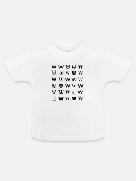 Typografie W-Monogramm-Buchstabenmosaikdesign - Baby Bio-T-Shirt mit Rundhals - Weiß