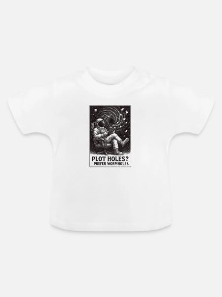 Plotlöcher? Lieber Wurmlöcher | Sci-Fi - Baby Bio-T-Shirt mit Rundhals - Weiß