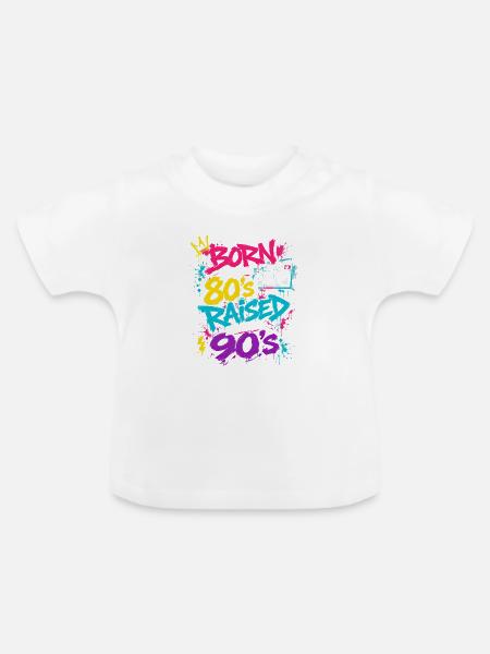 80er Boombox Neon Graffiti - Baby Bio-T-Shirt mit Rundhals - Weiß