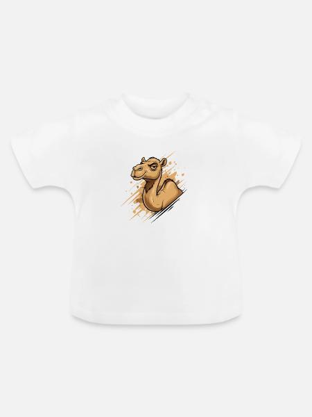 Kamel Karikatur Spritz-Splash - Baby Bio-T-Shirt mit Rundhals - Weiß