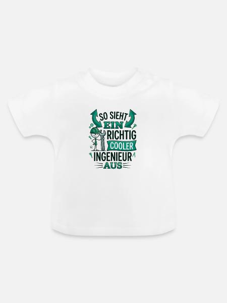 Cooler Ingenieur Spruch Strichmännchen - Baby Bio-T-Shirt mit Rundhals - Weiß