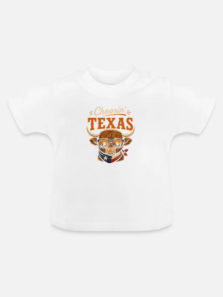 Choosin' Texas Bison mit Sonnenbrille - Baby Bio-T-Shirt mit Rundhals - Weiß
