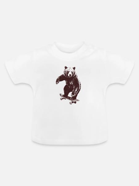 Skating Bär - Baby Bio-T-Shirt mit Rundhals - Weiß