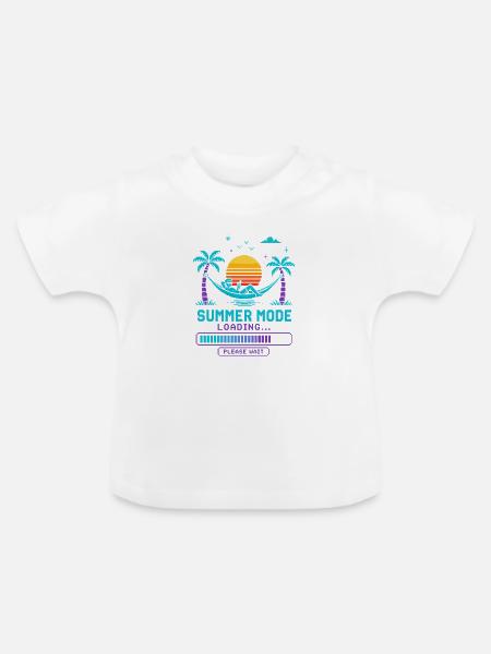 Sommer-Modus Laden: Sonnenuntergang - Baby Bio-T-Shirt mit Rundhals - Weiß