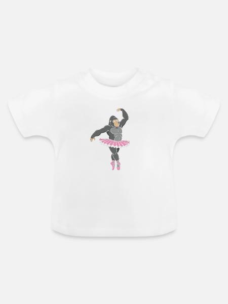 Gorilla im Pinken Tutu tanzt - Baby Bio-T-Shirt mit Rundhals - Weiß