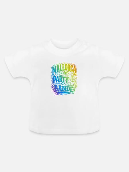 Mallorca Party Bande Bunt - Baby Bio-T-Shirt mit Rundhals - Weiß