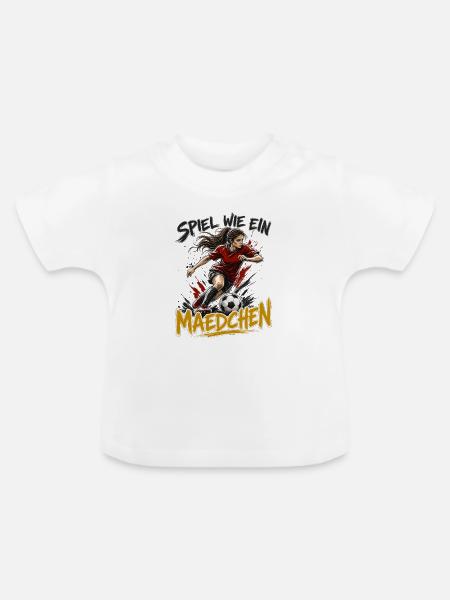 Spiel wie ein Mädchen Fußballheldin - Baby Bio-T-Shirt mit Rundhals - Weiß
