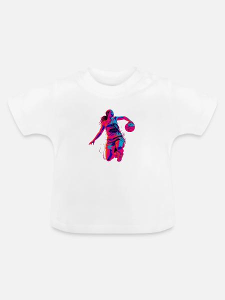 Retro Farben Basketballspielerin - Baby Bio-T-Shirt mit Rundhals - Weiß