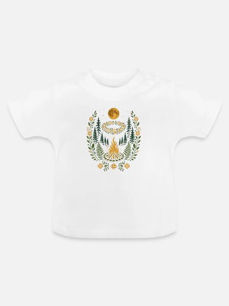 Kupala-Nacht-Lagerfeuer - Baby Bio-T-Shirt mit Rundhals - Weiß