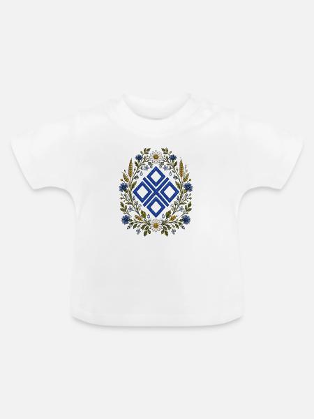 Mokosz Floral Emblem - Baby Bio-T-Shirt mit Rundhals - Weiß