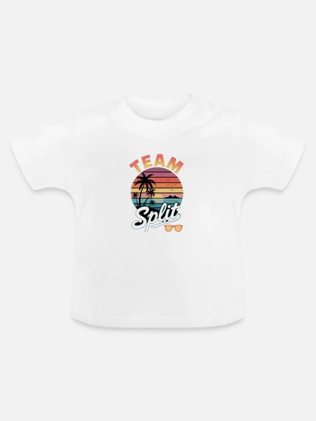 Team Split Sunset Tropics - Baby Bio-T-Shirt mit Rundhals - Weiß
