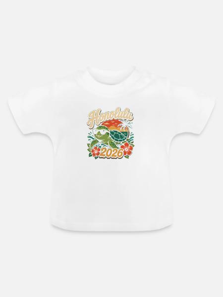 Honolulu 2026 Schildkröte - Baby Bio-T-Shirt mit Rundhals - Weiß