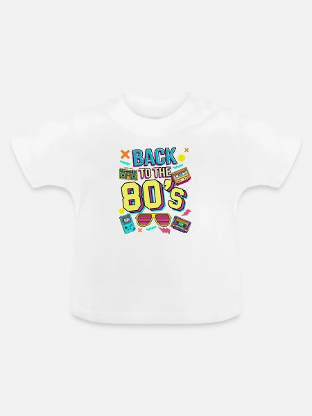 80er Neon Revival - Baby Bio-T-Shirt mit Rundhals - Weiß