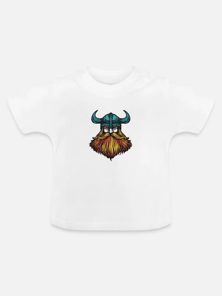 Wikinger Kopf - Baby Bio-T-Shirt mit Rundhals - Weiß