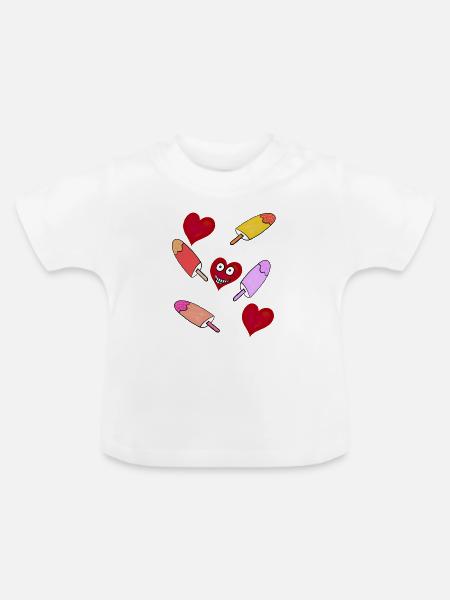 Eis Eiskrem Eiscreme Kinder - Baby Bio-T-Shirt mit Rundhals - Weiß