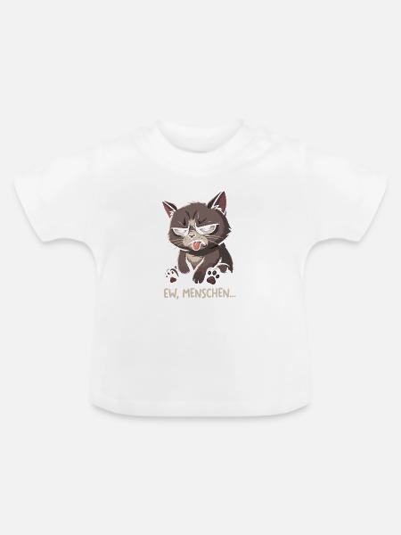 Grummelkatze Ew, Menschen – Shirtmotiv - Baby Bio-T-Shirt mit Rundhals - Weiß