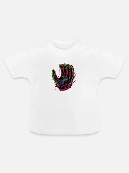 Baseball Handschuh Synthwave - Baby Bio-T-Shirt mit Rundhals - Weiß