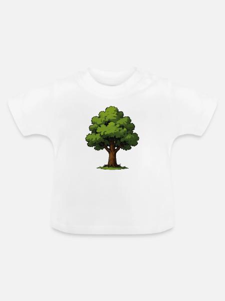 Baum Illustration - Baby Bio-T-Shirt mit Rundhals - Weiß