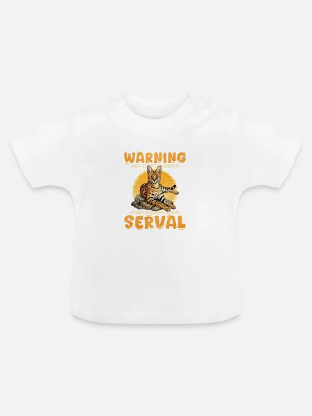 Warnung Serval redet über Serval - Baby Bio-T-Shirt mit Rundhals - Weiß