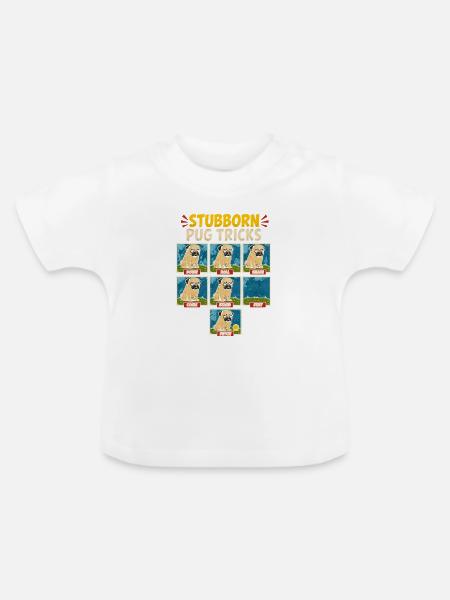 Sturer Mops Tricks - Baby Bio-T-Shirt mit Rundhals - Weiß