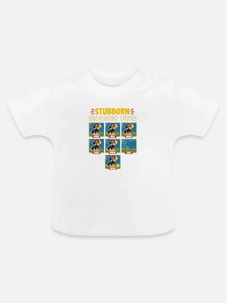 Sturer Dackel Tricks - Baby Bio-T-Shirt mit Rundhals - Weiß