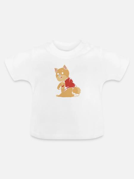 Zwergspitz Pomeranian - Baby Bio-T-Shirt mit Rundhals - Weiß