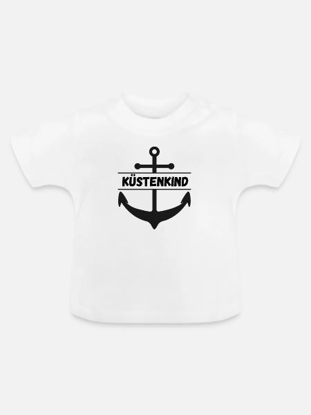 Küstenkind mit Anker - Baby Bio-T-Shirt mit Rundhals - Weiß