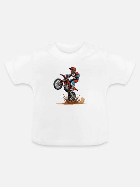 Motocross Sprung im Schlamm - Baby Bio-T-Shirt mit Rundhals - Weiß