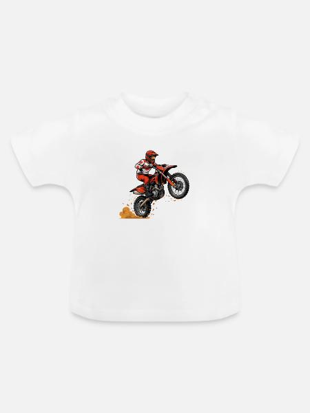 Motocross Sprung Dirtbike Action - Baby Bio-T-Shirt mit Rundhals - Weiß