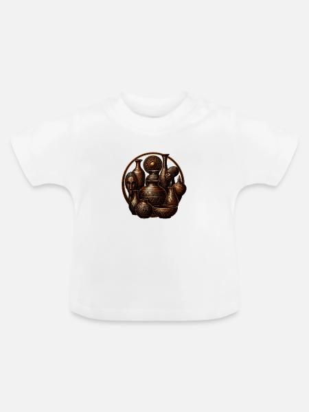 Afrikanische Tonvasen Musterkreis - Baby Bio-T-Shirt mit Rundhals - Weiß