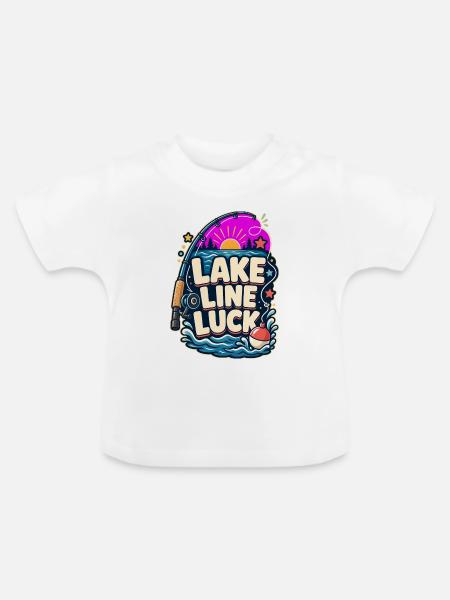 LAKE LINE LUCK Angeln - Baby Bio-T-Shirt mit Rundhals - Weiß