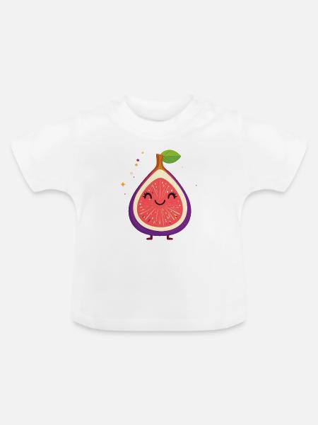 Kawaii Feigenfigur - Baby Bio-T-Shirt mit Rundhals - Weiß