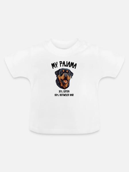 Hunde-Rottweiler-Pyjamas - Baby Bio-T-Shirt mit Rundhals - Weiß