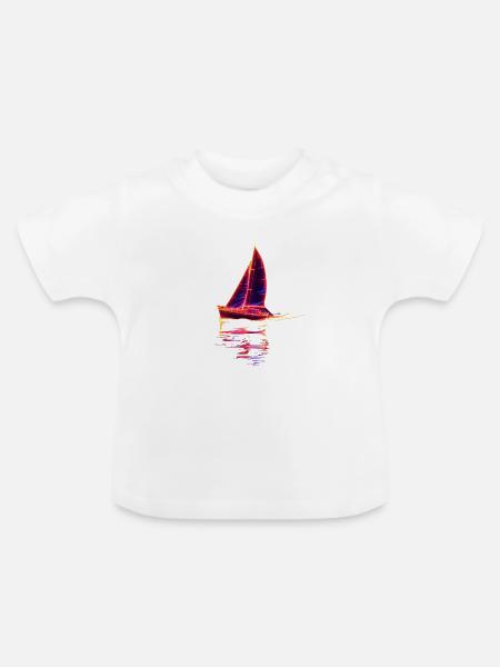 Retro Segelboot - Baby Bio-T-Shirt mit Rundhals - Weiß